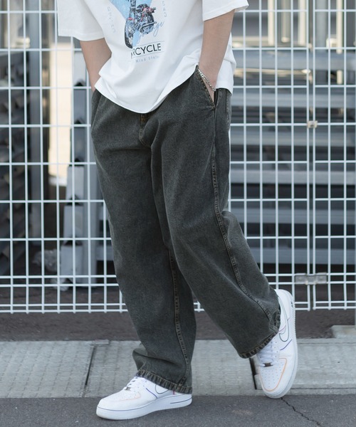 TIMELY WARNING(タイムリーワーニング)の「ヴィンテージライクワイドデニムパンツ/ワイドテーパード/ワイドシルエット/ウエストシャーリング(デニムパンツ・メンズ・ライトインディゴブルー/ケミカルウォッシュ/オフホワイト/グレー/ブラック・M/L)」の22枚目の写真