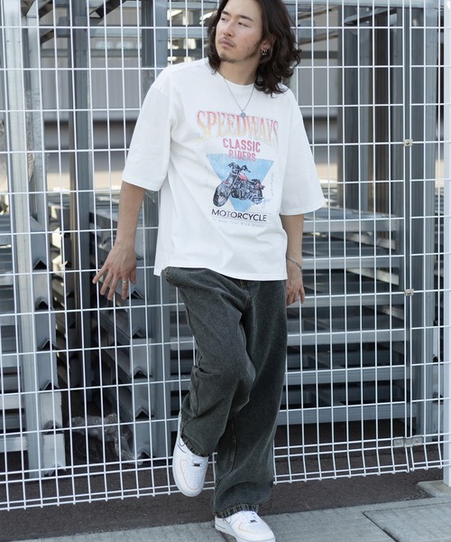 TIMELY WARNING(タイムリーワーニング)の「ヴィンテージライクワイドデニムパンツ/ワイドテーパード/ワイドシルエット/ウエストシャーリング(デニムパンツ・メンズ・ライトインディゴブルー/ケミカルウォッシュ/オフホワイト/グレー/ブラック・M/L)」の20枚目の写真