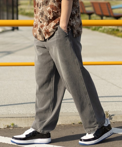 TIMELY WARNING(タイムリーワーニング)の「ヴィンテージライクワイドデニムパンツ/ワイドテーパード/ワイドシルエット/ウエストシャーリング(デニムパンツ・メンズ・ライトインディゴブルー/ケミカルウォッシュ/オフホワイト/グレー/ブラック・M/L)」の18枚目の写真