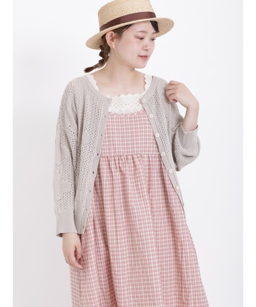 まーちゃん⭐︎花柄 七分袖 ロングドレス MLサイズ 新品 ストライプ花柄ロングワンピース/MAJESTIC LEGON(マジェスティック