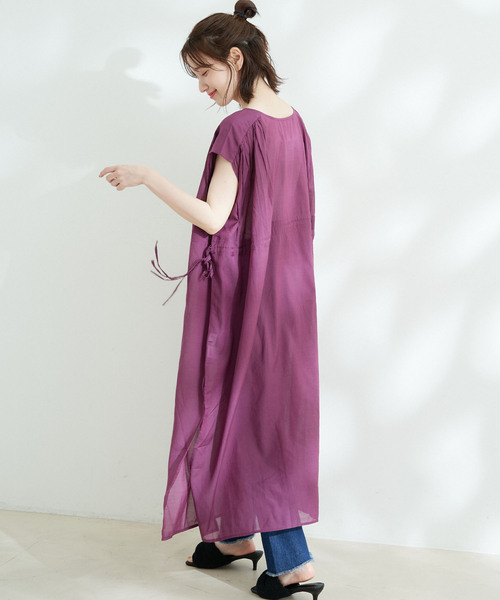 Jayro（ジャイロ）の「ボイルウエストドロストシャーリングワンピース（ワンピース・レディース・ブラック/ベージュ/パープル・M）」の3枚目の写真