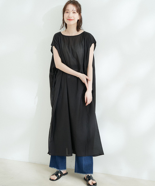 Jayro（ジャイロ）の「ボイルウエストドロストシャーリングワンピース（ワンピース・レディース・ブラック/ベージュ/パープル・M）」の2枚目の写真