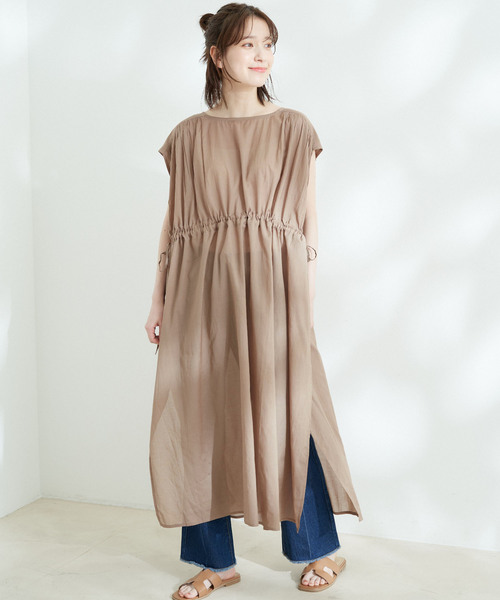 Jayro（ジャイロ）の「ボイルウエストドロストシャーリングワンピース（ワンピース・レディース・ブラック/ベージュ/パープル・M）」の4枚目の写真