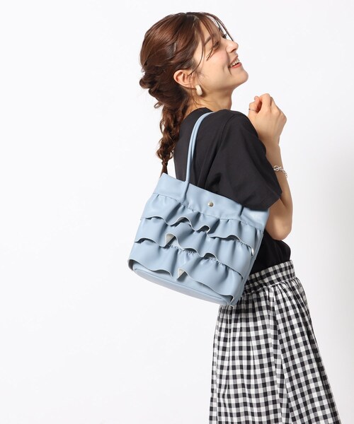 SHOO・LA・RUE（シューラルー）の「◆フリルトートバッグ（トートバッグ・レディース・オフホワイト/シルバー/ブルー・00）」の7枚目の写真