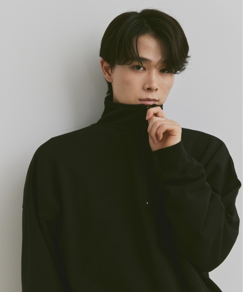 flaner（フラネ）の「Loose half zip sweat / ルーズハーフジップスウェット（スウェット・レディース・ネイビー/ブラック/グレー・MEDIUM/LARGE）」の9枚目の写真