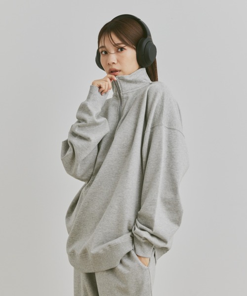 flaner（フラネ）の「Loose half zip sweat / ルーズハーフジップスウェット（スウェット・レディース・ネイビー/ブラック/グレー・MEDIUM/LARGE）」の16枚目の写真