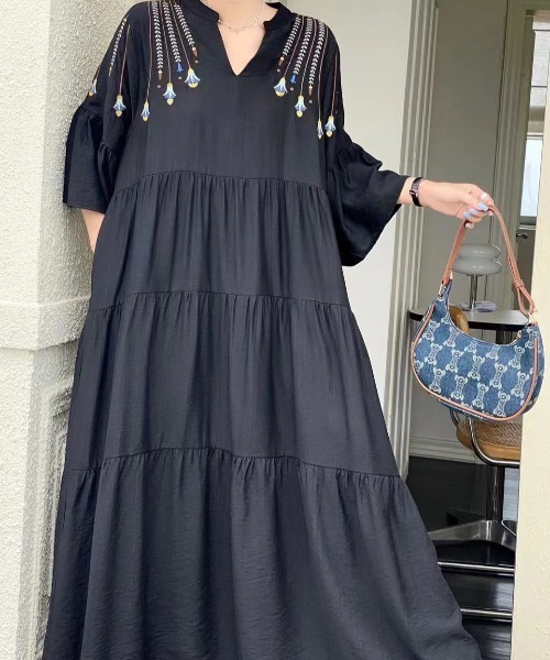 N.s(エヌドットエス)の「スキッパー刺繍フレアワンピース(ワンピース・レディース・イエロー/オレンジ/ブルー/グリーン/モカ/ホワイト/ブラック・FREE)」の18枚目の写真