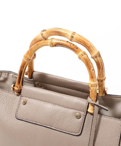 NOLLEY’S（ノーリーズ）の「バンブーレザートートバッグ（ショルダーバッグ・レディース・ブラック/ベージュ・FREE）」の12枚目の写真