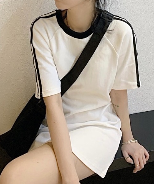 SHEENA（シーナ）の「ラインスリーブＴシャツミニワンピース（ワンピース・レディース・ブラック/ホワイト・M）」の18枚目の写真
