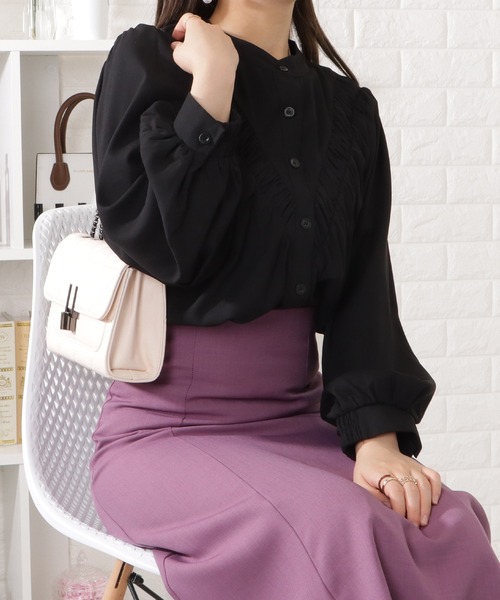 Lace Ladies(レースレディース)の「2WAYバルーンスリーブタック長袖ブラウス(シャツ/ブラウス・レディース・ブラック/ベージュ/パープル/オフホワイト・S/FREE)」の11枚目の写真