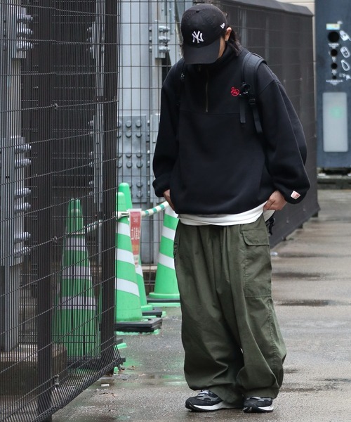 セール】《Javaジャバコラボ》ハーフジップ 裏起毛キルティング バック