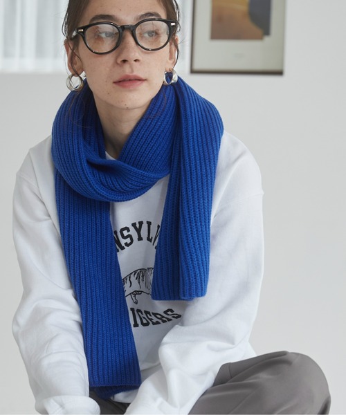 ANGIE(アンジー)の「リブニットマフラー(マフラー・レディース・ライトベージュ/イエロー/レッド/アイボリー/杢グレー/オレンジ/グリーン/ブラック/ブルー/グレイッシュベージュ/カーキ/ダークグレー/ロイヤルブルー・FREE)」の18枚目の写真