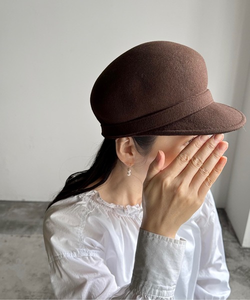 COMMON WARE（コモンウェアー）の「ST:PB/WOOL RIBON CAS　ウールリボンキャスケット（キャスケット・レディース・チャコールグレー/ブラウン/ネイビー・FREE）」の5枚目の写真
