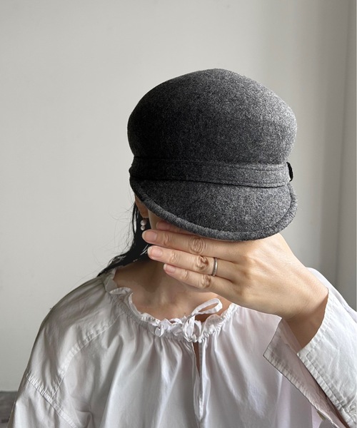 COMMON WARE（コモンウェアー）の「ST:PB/WOOL RIBON CAS　ウールリボンキャスケット（キャスケット・レディース・チャコールグレー/ブラウン/ネイビー・FREE）」の9枚目の写真