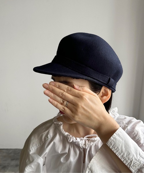 COMMON WARE（コモンウェアー）の「ST:PB/WOOL RIBON CAS　ウールリボンキャスケット（キャスケット・レディース・チャコールグレー/ブラウン/ネイビー・FREE）」の7枚目の写真