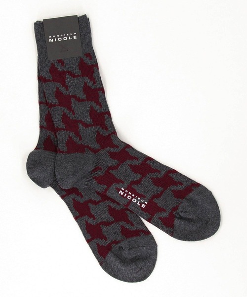 MONSIEUR NICOLE（ムッシュニコル）の「ハウンドトゥース ソックス（ソックス/靴下・メンズ・ブラック/ネイビー/ホワイト/チャコールグレー・FREE）」の3枚目の写真