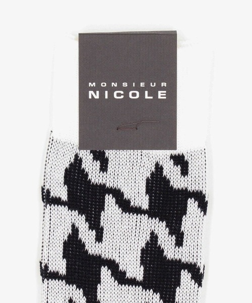MONSIEUR NICOLE（ムッシュニコル）の「ハウンドトゥース ソックス（ソックス/靴下・メンズ・ブラック/ネイビー/ホワイト/チャコールグレー・FREE）」の5枚目の写真