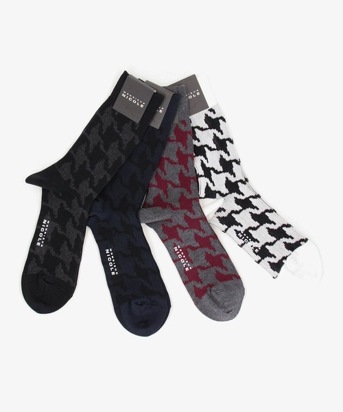 MONSIEUR NICOLE（ムッシュニコル）の「ハウンドトゥース ソックス（ソックス/靴下・メンズ・ブラック/ネイビー/ホワイト/チャコールグレー・FREE）」の7枚目の写真