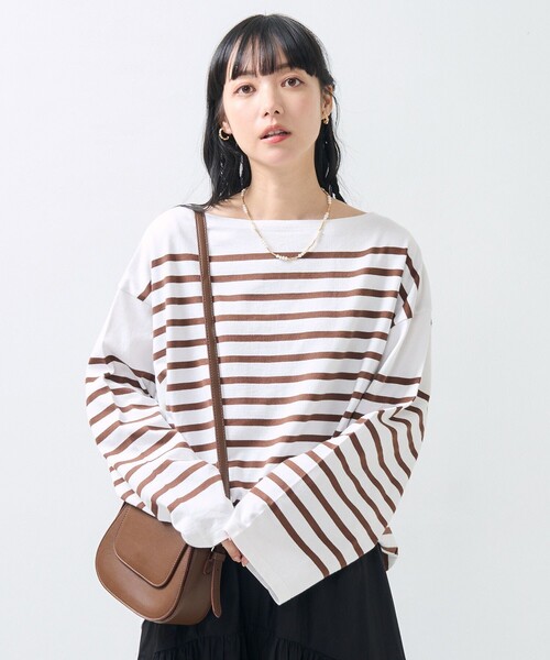 パネルボーダー風長袖Tシャツ
