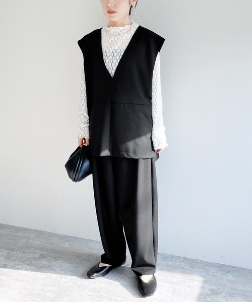 reca（レカ）の「【オン・オフ問わず着れる！】カーブタックパンツ（スラックス・レディース・ブラック/グレー/ダークブラウン/サンドベージュ/ブルー/イエロー/カーキ/グレイッシュベージュ/テラコッタ・M/MT/L）」の20枚目の写真