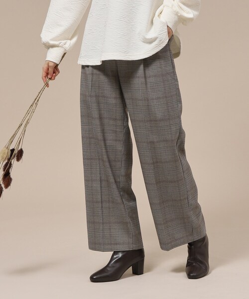 SHOO・LA・RUE(シューラルー)の「◆すっきり見え チェック柄 ワイドパンツ(その他パンツ・レディース・ブラウン系2/ベージュ系1/ブルー系その他3・02/03/04)」の2枚目の写真