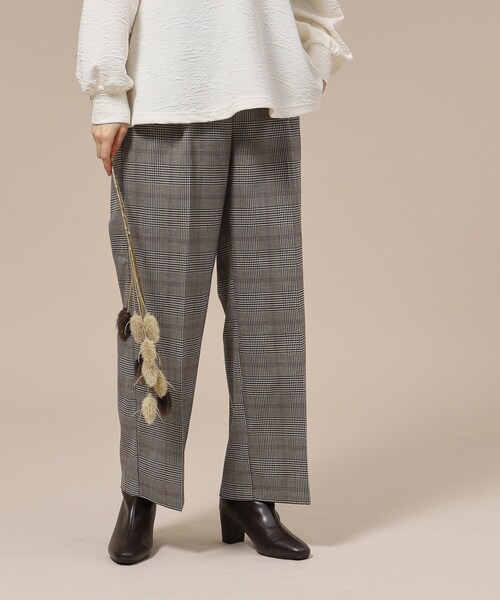 SHOO・LA・RUE(シューラルー)の「◆すっきり見え チェック柄 ワイドパンツ(その他パンツ・レディース・ブラウン系2/ベージュ系1/ブルー系その他3・02/03/04)」の8枚目の写真