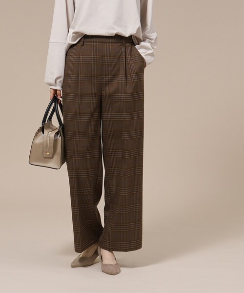 SHOO・LA・RUE(シューラルー)の「◆すっきり見え チェック柄 ワイドパンツ(その他パンツ・レディース・ブラウン系2/ベージュ系1/ブルー系その他3・02/03/04)」の13枚目の写真