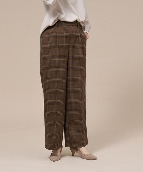 SHOO・LA・RUE(シューラルー)の「◆すっきり見え チェック柄 ワイドパンツ(その他パンツ・レディース・ブラウン系2/ベージュ系1/ブルー系その他3・02/03/04)」の15枚目の写真