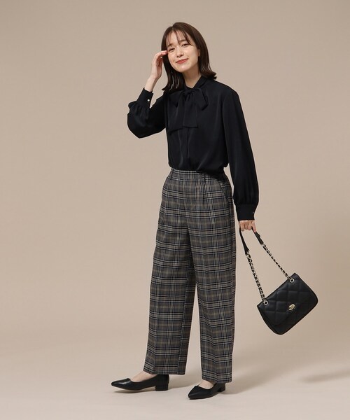 SHOO・LA・RUE(シューラルー)の「◆すっきり見え チェック柄 ワイドパンツ(その他パンツ・レディース・ブラウン系2/ベージュ系1/ブルー系その他3・02/03/04)」の17枚目の写真