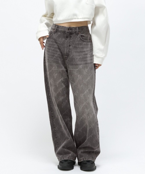 Anui(アニュイ)の「【UNISEX】ロゴブリーチデニム(デニムパンツ・レディース・ブラック/ブルー・S/M/L)」の1枚目の写真