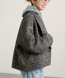 FRAMeWORKフレームワークTWEEDショートコート38美品 FRAMeWORK TWEEDショートコート38 黒