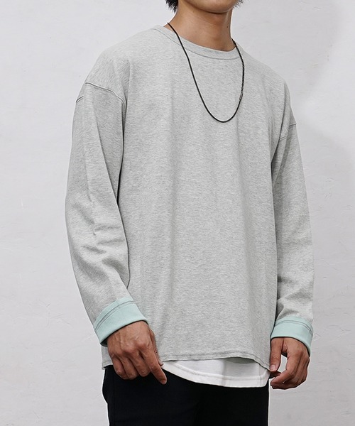 MinoriTY（マイノリティ）の「【MinoriTY】ダブルフェイス袖リバーシブルロンT 長袖Tシャツ オーバーサイズ ルーズフィット ビッグシルエット メンズ 秋服（Tシャツ/カットソー・メンズ・マスタード/グレー/ブラック・L/M）」の10枚目の写真