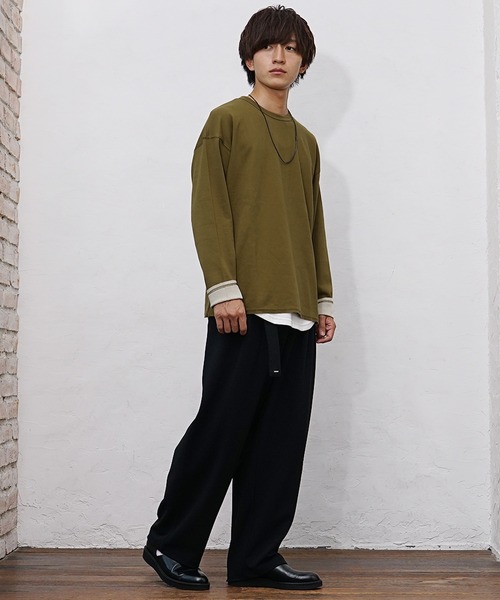 MinoriTY】ダブルフェイス袖リバーシブルロンT 長袖Tシャツ オーバー