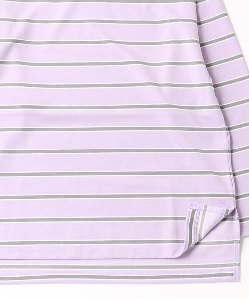 TIGORA(ティゴラ)の「ティゴラ TIGORA ボーダーロングTシャツ(Tシャツ/カットソー・レディース・ホワイト/スモークピンク・XL/S/M/L)」の4枚目の写真