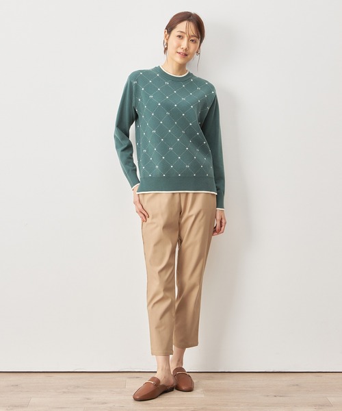 Petit Honfleur(プチオンフルール)の「裏起毛テーパードパンツ(スラックス・レディース・ブラック/モカ・M/S/L)」の3枚目の写真
