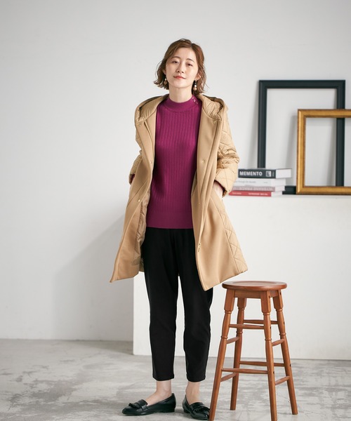 Petit Honfleur(プチオンフルール)の「裏起毛テーパードパンツ(スラックス・レディース・ブラック/モカ・M/S/L)」の12枚目の写真