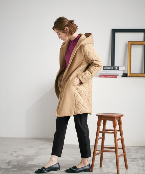 Petit Honfleur(プチオンフルール)の「裏起毛テーパードパンツ(スラックス・レディース・ブラック/モカ・M/S/L)」の13枚目の写真