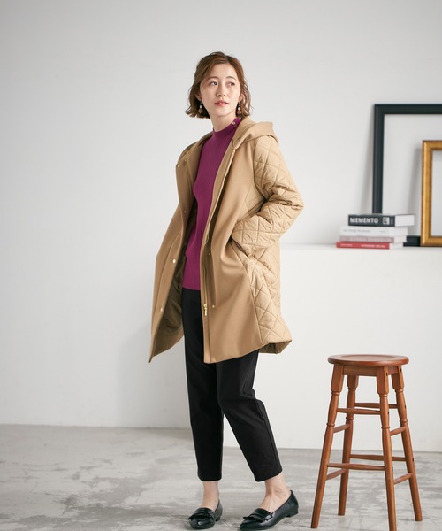 Petit Honfleur(プチオンフルール)の「裏起毛テーパードパンツ(スラックス・レディース・ブラック/モカ・M/S/L)」の14枚目の写真
