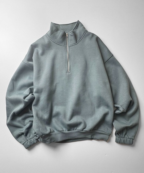Confirm（コンファーム）の「裾リブ ボリュームシルエット ビッグシルエット 裏起毛ハーフジッププルオーバースウェット カットソー ユニセックス 【Confirm】（スウェット・メンズ・杢グレー/チャコールグレー/ミント・M/L）」の3枚目の写真