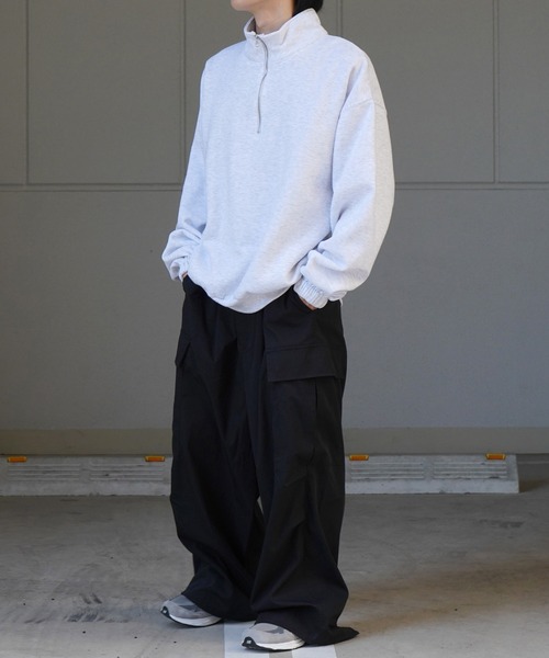 Confirm（コンファーム）の「裾リブ ボリュームシルエット ビッグシルエット 裏起毛ハーフジッププルオーバースウェット カットソー ユニセックス 【Confirm】（スウェット・メンズ・杢グレー/チャコールグレー/ミント・M/L）」の4枚目の写真