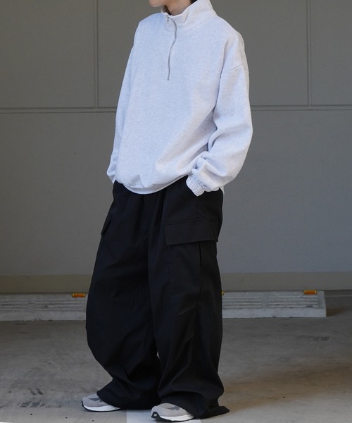 Confirm（コンファーム）の「裾リブ ボリュームシルエット ビッグシルエット 裏起毛ハーフジッププルオーバースウェット カットソー ユニセックス 【Confirm】（スウェット・メンズ・杢グレー/チャコールグレー/ミント・M/L）」の5枚目の写真