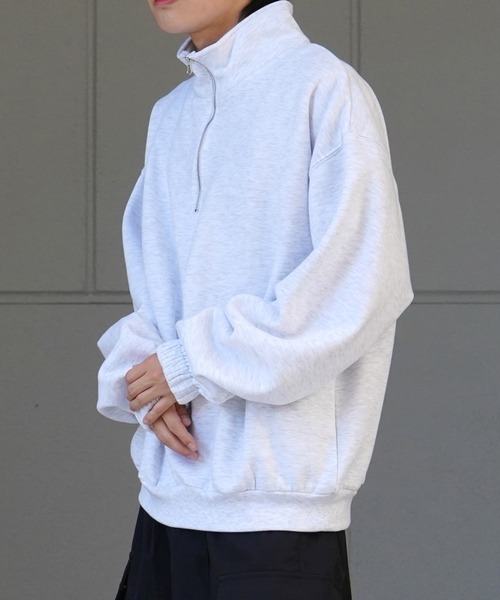 Confirm（コンファーム）の「裾リブ ボリュームシルエット ビッグシルエット 裏起毛ハーフジッププルオーバースウェット カットソー ユニセックス 【Confirm】（スウェット・メンズ・杢グレー/チャコールグレー/ミント・M/L）」の7枚目の写真