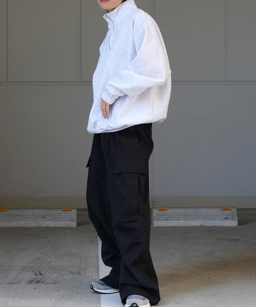 Confirm（コンファーム）の「裾リブ ボリュームシルエット ビッグシルエット 裏起毛ハーフジッププルオーバースウェット カットソー ユニセックス 【Confirm】（スウェット・メンズ・杢グレー/チャコールグレー/ミント・M/L）」の6枚目の写真