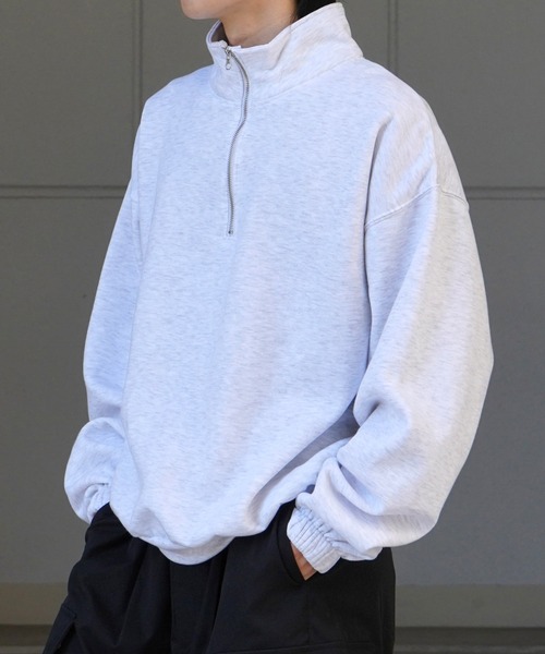 Confirm（コンファーム）の「裾リブ ボリュームシルエット ビッグシルエット 裏起毛ハーフジッププルオーバースウェット カットソー ユニセックス 【Confirm】（スウェット・メンズ・杢グレー/チャコールグレー/ミント・M/L）」の9枚目の写真