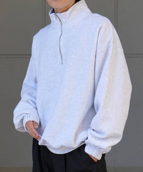 Confirm（コンファーム）の「裾リブ ボリュームシルエット ビッグシルエット 裏起毛ハーフジッププルオーバースウェット カットソー ユニセックス 【Confirm】（スウェット・メンズ・杢グレー/チャコールグレー/ミント・M/L）」の10枚目の写真
