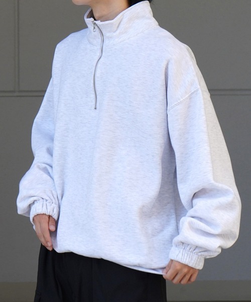 Confirm（コンファーム）の「裾リブ ボリュームシルエット ビッグシルエット 裏起毛ハーフジッププルオーバースウェット カットソー ユニセックス 【Confirm】（スウェット・メンズ・杢グレー/チャコールグレー/ミント・M/L）」の11枚目の写真