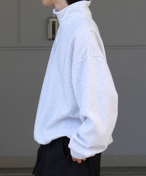 Confirm（コンファーム）の「裾リブ ボリュームシルエット ビッグシルエット 裏起毛ハーフジッププルオーバースウェット カットソー ユニセックス 【Confirm】（スウェット・メンズ・杢グレー/チャコールグレー/ミント・M/L）」の15枚目の写真