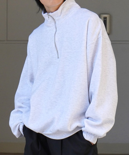 Confirm（コンファーム）の「裾リブ ボリュームシルエット ビッグシルエット 裏起毛ハーフジッププルオーバースウェット カットソー ユニセックス 【Confirm】（スウェット・メンズ・杢グレー/チャコールグレー/ミント・M/L）」の12枚目の写真