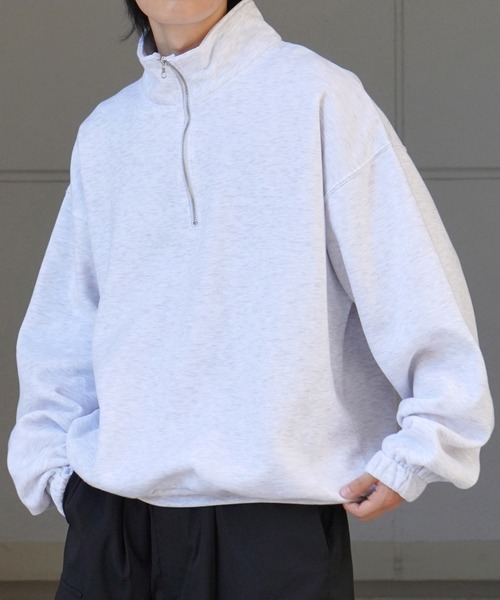 Confirm（コンファーム）の「裾リブ ボリュームシルエット ビッグシルエット 裏起毛ハーフジッププルオーバースウェット カットソー ユニセックス 【Confirm】（スウェット・メンズ・杢グレー/チャコールグレー/ミント・M/L）」の13枚目の写真