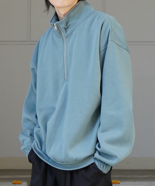 Confirm（コンファーム）の「裾リブ ボリュームシルエット ビッグシルエット 裏起毛ハーフジッププルオーバースウェット カットソー ユニセックス 【Confirm】（スウェット・メンズ・杢グレー/チャコールグレー/ミント・M/L）」の19枚目の写真